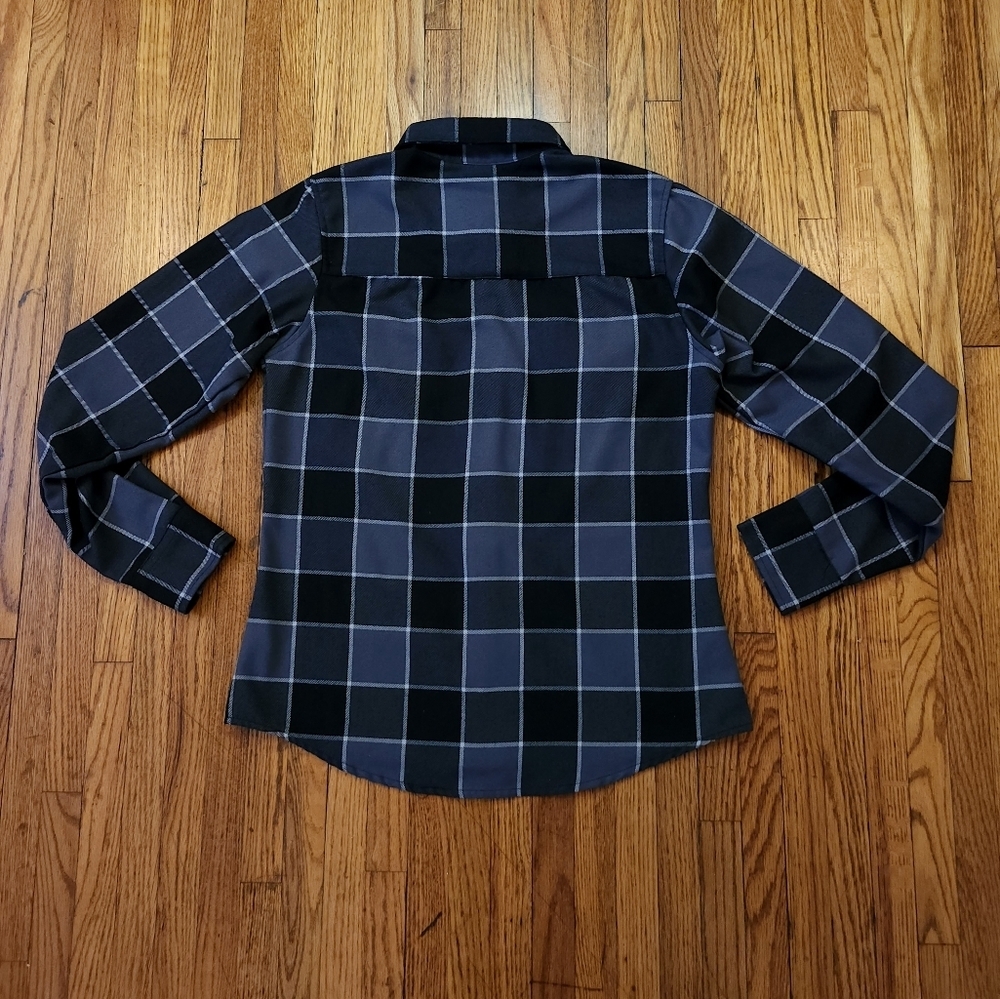 DIXXON Womens Flannel Button Down Shirt Size Small The Dark Horse Black Grey - Picture 5 of 8